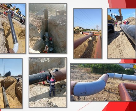 Qumyataq Nasos Stansiyası ilə Heydər Əliyev adına NEZ arasu su kəmərinin tikintisi.